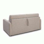 Canapé convertible express Mac Mahon - sommier à lattes 160 cm, matelas 16 cm en tissu tweed beige_2