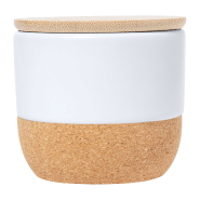 Bougie parfumée en cire végétale - parfum vanille - pot en céramique avec fond liège et couvercle en bambou - 188 gr_2