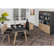 Bureau bench design unique avec plateaux coulissants pour espaces de travail individuels ou collectifs - Woody - Burocéan_2