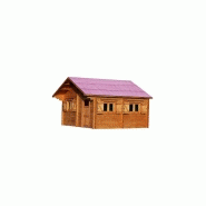 Chalet en bois plain-pied / madrier 60 mm / 26.58 m² / toit double pente_2