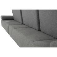 Canapé d'angle fixe Fernie - double profondeur - tissu gris - têtières amovibles - 305 x 240 cm - retour gauche - pieds métal noir_2