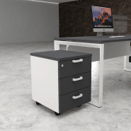 Caisson mobile 3 tiroirs classiques bicolore - MobelLinea - Gris anthracite, Blanc pastel_2