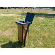 Corbeille publique traitée anti corrosion - SAULIEU - 50L avec bac en acier et panneau décoratif stratifié_2