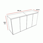 Grande armoire avec 4 portes battantes - Mobel Linea - Blanc