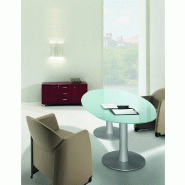Table de réunion ovale avec plateau en verre - Quadrifoglio. - Argent Ral 9006_2