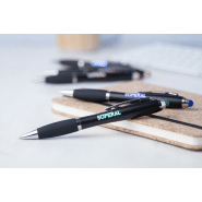 Stylo à bille stylet avec grip en caoutchouc - Led lumineuse pour gravure - Encre bleue_2