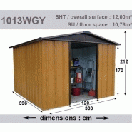 Abri métal 1013WGY - S.H.T. 12,00 m² - H. 212 cm - Marron bois - Abris de jardin_2
