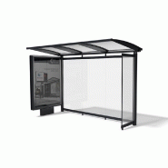 Abri bus new edge / structure en acier / bardage en verre securit / avec banquette / 350 x 250 cm
