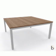 Bureau 2 personnes Tempo avec passe-câbles  - Mobel Linea - 160, Alu_3