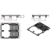 Palette légère en plastique 1200 x 1000 mm - BL 107 PG - plateau ajouré ou plein, 9 pieds emboitables_2