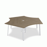 Bureau bench 3 personnes Ogi A - MDD. - Blanc 9010, Chêne miel_2