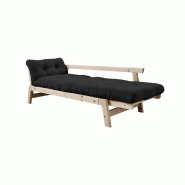 Banquette convertible futon STEP en pin massif - Coloris gris foncé - Couchage 70x200 cm_2