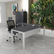 Bureau d'angle Tempo - Mobel Linea. - 180, Alu, Anthracite, Oui_0