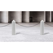 Borne en Béton New York Blanche - 22x17,5x70 cm - 39 kg - Fixation métallique et résine époxy_2