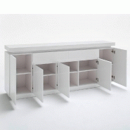 Buffet Ocean - Laqué blanc brillant - 5 portes, 2 tiroirs - LED intégré - Design contemporain_2