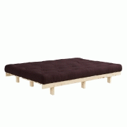 Banquette convertible futon LEAN PIN marron - Couchage 130x190 cm - Structure en pin massif_2