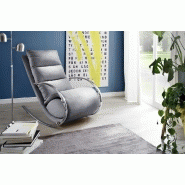 Fauteuil relax YANIS - tissu gris avec pouf indépendant et structure métal_2