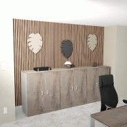 Armoire moyenne à portes battantes Haut. 121 cm - Mobel Linea - 80, Chêne grisé_2