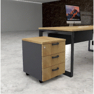 Caisson mobile 3 tiroirs classiques bicolore - MobelLinea - Gris anthracite, Chêne veiné_2