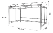 Abri Crémone pour 10 vélos ou 4 motos - Structure en acier galvanisé - Toit en polycarbonate alvéolaire - Habillage en verre trempé clair_2