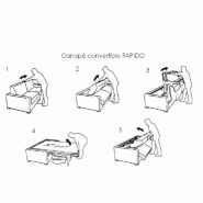 Canapé-lit Club Deluxe convertible express 120 cm - Sommier à lattes - Cuir blanc cassé - Matelas 16 cm_2