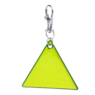 Porte-clés réfléchissant en PVC - Forme triangulaire avec mousqueton - Couleur jaune_2