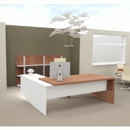 Bureau d'angle T45 avec caisson - Quadrifoglio. - 220, Noyer canaletto, Droite_2