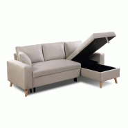 Canapé d'angle réversible convertible ARKO beige - design scandinave avec coffre de rangement et coussins_2