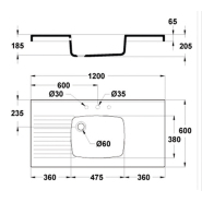 Évier 1 cuve avec 2 égouttoirs - 1200 x 600 x 900 mm - Réf ECEXX-2 - BIOLAB_2