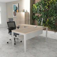 Bureau d'angle Tempo - Mobel Linea. - 180, Alu, Acacia clair, Oui_0