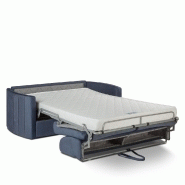 Canapé convertible express Capri - couchage 140x197 cm - matelas 16 cm - accoudoirs stylisés - velours bleu nuit_2