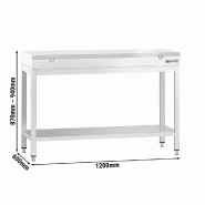 Table inox de découpe avec plan blanc - Profondeur 600 mm | Ggm - 1200_2