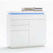 Buffet haut Ocean - laqué blanc brillant, 2 portes, 3 tiroirs, LED inclus_2