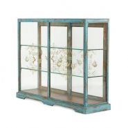 Meuble présentoir - Francisco Segarra - vitrine bleue antique avec sérigraphie - 128x37xH89cm_2
