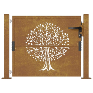Vidaxl portail de jardin 105x80 cm acier corten conception de l'arbre 153160_2