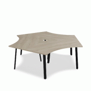 Bureau bench 3 personnes Ogi A - MDD. - Noir, Chêne naturel_2