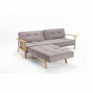 Innovation Living - Fauteuil design Splitback Frej Mixed Dance Grey convertible lit 90x115 cm avec accoudoirs en chêne clair_2