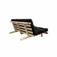 Banquette futon JUMP en pin massif - Coloris gris foncé - Couchage 130 x 190 cm - Design scandinave et lanières en cuir_2