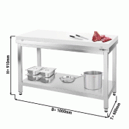 Table inox de découpe avec plan blanc - Profondeur 600 mm | Ggm - 1000_2