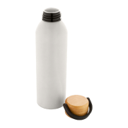 Bouteille en aluminium - couvercle en bambou - 600 ml - couleur blanche_2