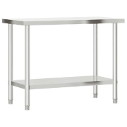 Vidaxl table de travail de cuisine avec étagère 110x55x120 cm inox 3208895_2