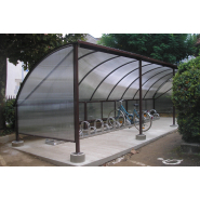 Abri 2 roues à toit arrondi pour vélos, motos, scooters - Série AR - Poteaux métalliques et bardage polycarbonate_2