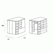 Armoire dressing d'angle VOLVERINE blanc/gris graphite - nombreux rangements, penderie et casiers_2