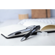 Stylo à bille stylet en plastique avec clip métallique - lampe LED pour marquage gravure - encre bleue_2