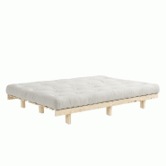Banquette convertible futon LEAN - Pin massif naturel - Couchage 130x190 cm - Matelas futon capitonné_2