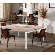 Bureau d'entreprise open space sobre et élégante - TÉOS Columbia avec pieds fixes ou réglables, plateau antibactérien et gestion des câbles_2