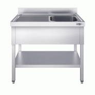 Plonge inox 1 bac avec égouttoir et étagère - P 700 mm - 1200 mm bac à droite_2