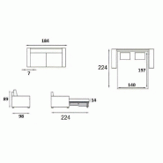 Canapé convertible NORWAY 140 cm - Matelas 16 cm - Système express - Sommier à lattes RENATONISI - Tweed jaune melon_2