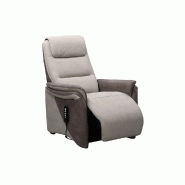 Fauteuil relax releveur électrique Zilia - bi-moteur, microfibre mastic/brun taupé - têtière ajustable_2