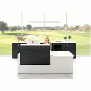 Bureau d'accueil Pano avec partie PMR - Ofitres - 160, Blanc, Noir brillant_0